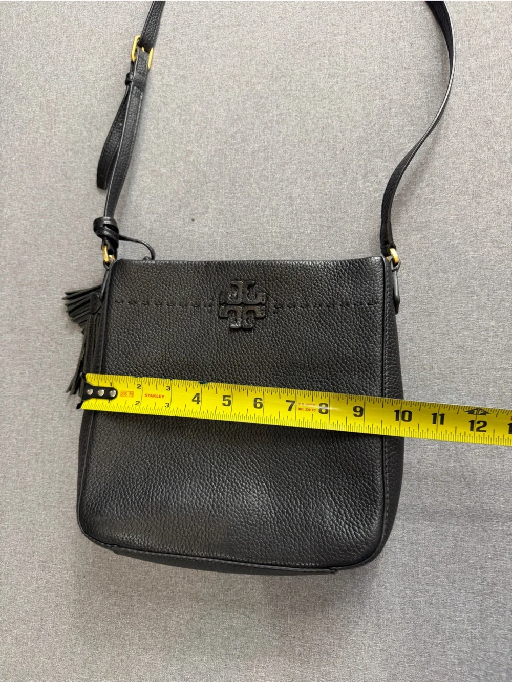 Tory Burch Black Leather Swingpack Crossbody with Tassel